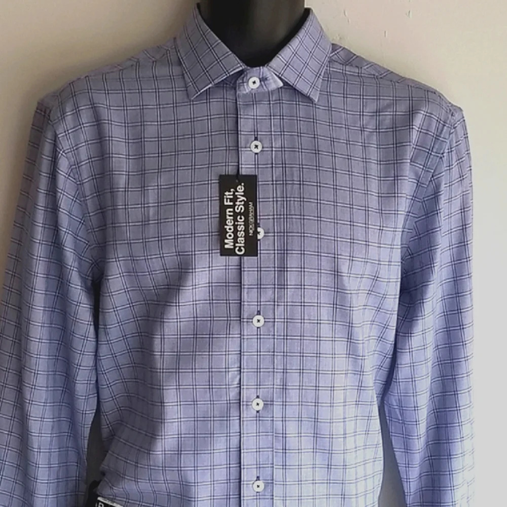 Nick Graham Modern Fit Classic Style Plaid Button Down Shirt